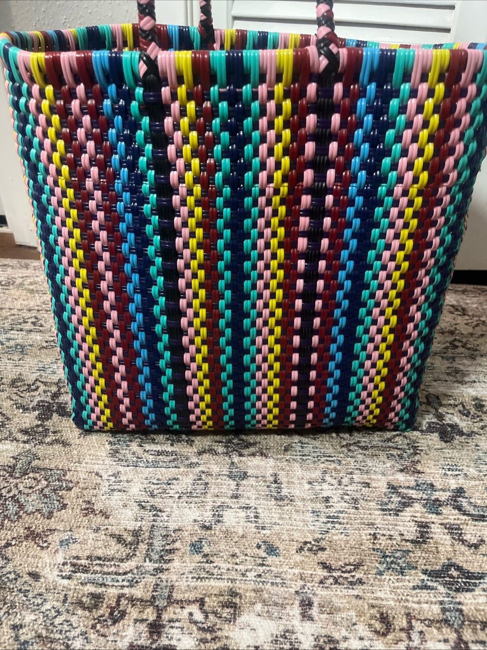 Maria Victoria ORZCO Handwoven Tote Bag  Braided Handle Sz 13.58x7x13 10.5” - Picture 6 of 11